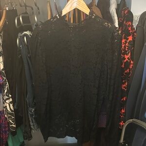 Chic Black Lace Women's Blouse